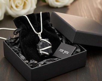 Raw Black Tourmaline Crystal Healing Pendant Necklace