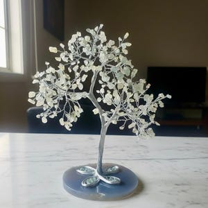 Aquamarine Crystal Tree of Life, Calming Gemstone Decor, Positive Energy, Meditation Accent