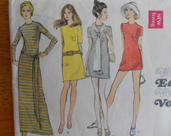 Uncut vogue sewing pattern 1627 Zandra Rhodes Special Occasion Pullover Kimono Loose-Fitting Dress size xs-s-m l-xl FF