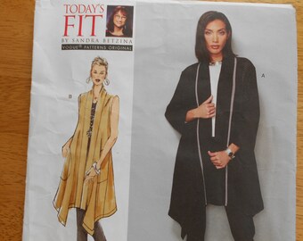 Vogue Pattern V1540 SANDRA BETZINA Misses' Coat and Vest      circa 2017      Uncut