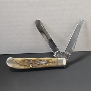 Case XX Mini Trapper Pocket Knife – 2006 – Peach Seed Jigged Bone image 6