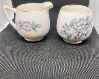 Vintage Schumann Germany Small Floral Creamer And Open Sugar
