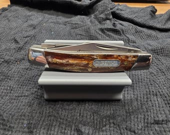 Navaja de bolsillo Imperial Schrade IMP15S Stockman de 3 hojas con mango marrón en espiral.