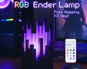 Lámpara de juegos RGB Ender – Luz pixelada cyberpunk, decoración para sala de streaming
