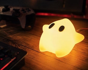RGB Ghost Night Light – Inspired by Mario Gaming Lamp | RGB or Warm White LED