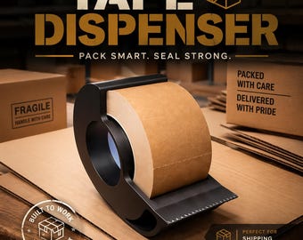 Heavy-Duty Tape Dispenser for 50mm Rolls – Fits 75mm Core, Up to 110mm Outer Diameter