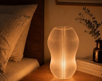 Coral RGB Table Lamp – Modern Sculp Bedside Light, USB Desk Lamp, Cozy Room Decor | Wireless Controller | by Forge Lab