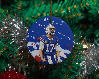 Allen MVP Football Ornament, Buffalo Sports Fans Custom Gift Holiday Christmas Tree Decor, Keepsake Personalized Gift Xmas Ceramic Ornament