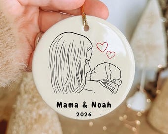 Personalized Ceramic Mom and Baby Ornament, Mother's Day Keepsake (2026)