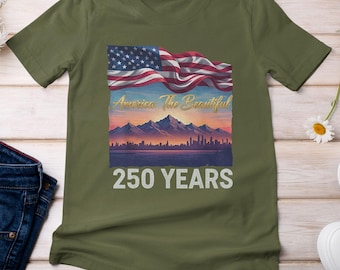 250 Years Of The Beautiful America Shirt, Proud USA America Custom Gift Patriotic Graphic Tee, Personalized Gift Anniversary Unisex T-Shirt