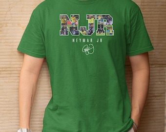 Neymar JR #10 Tribute Collage Shirt, Brazil Sports Soccer Fans Custom Gift Graphic Tee, Football Personalized Jersey Style Unisex T-Shirt