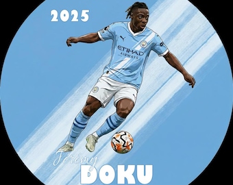 Adorno navideño Doku, regalo de futbolista personalizado, adorno de cerámica personalizado