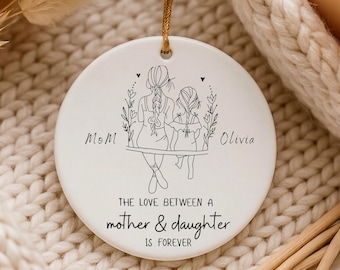 Personalized Mom Daughter Ornament, Ceramic Keepsake, Mother's Day Gift