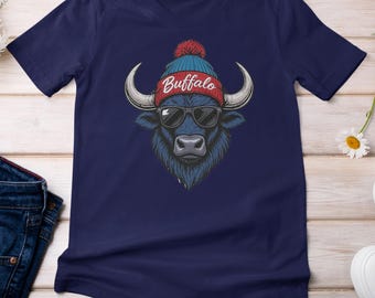 Buffalo Sunglasses Style Football Shirt, Sports Fans Football Custom Gift Buffalo Graphic Tee, Personalized Gift For Fans Unisex T-Shirt