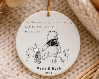 Personalized Ceramic Ornament, Mother's Day Keepsake, Custom Mom Gift, Mama & Child Name Year