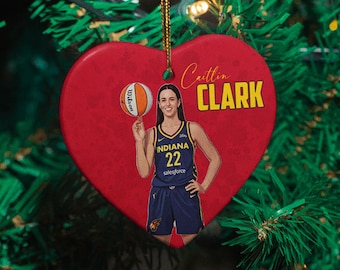 Adorno deportivo de Clark Ball, adorno navideño de cerámica personalizado de Indiana, adorno navideño de cerámica personalizado de jugador estrella