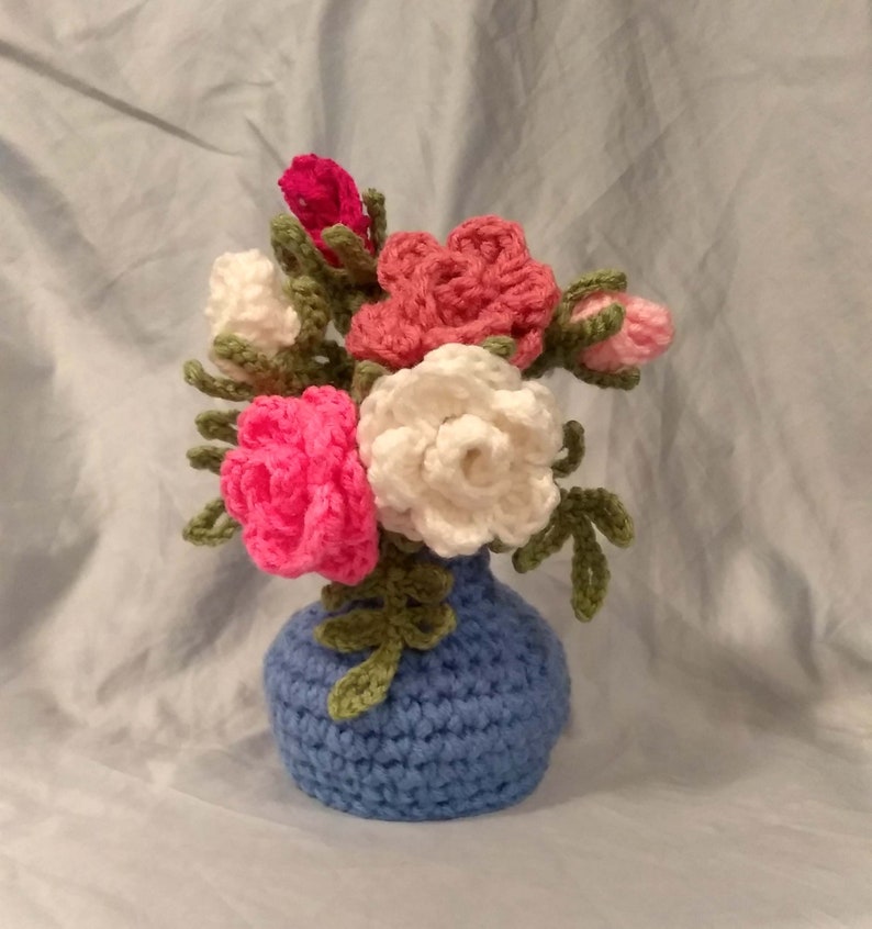 Crochet flower vase with flowers handmade amigurumi flowers Etsy
