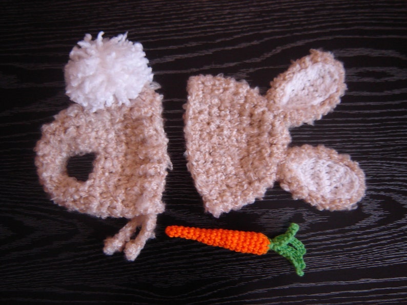 Bunny Baby Costume, Newborn Halloween Photography Props, Farm Animal Beanie, Rabbit Ears Beanie, Year Of The Rabbit 2023, Earflap Bunny Hat image 5