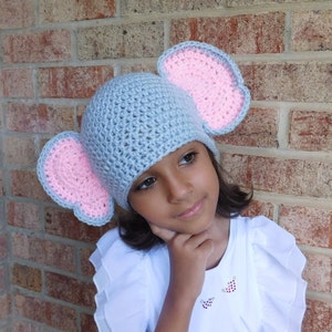 Elephant Hat Kids, Girls Elephant Costume, Beanie With Ears, Grey Elephant Crochet Hat, Infant Photo Prop, Baby Animal Hat, Ear Flapped Hat