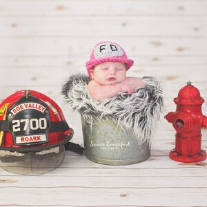 Newborn Firefighter Hat, Crochet Fireman Cap, Firefighter Photography, Baby Boy Firefighter Outfit, Labor Day Gift,Social Worker,Baby Outfit image 2