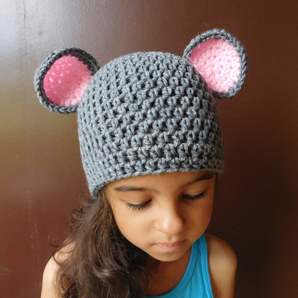 Baby Mouse Hat, Toddler Mouse Costume, Kids Halloween Costume, Mouse Beanie Hat, Grey Mouse Costume, Newborn Photo Prop, Mouse Ears Hat