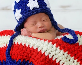 Newborn Patriotic Hat, American Flag Baby Hat, 4th Of July Beanie, USA Flag Baby Boy Costume, Newborn Photography Prop,USA Flag Kids Costume