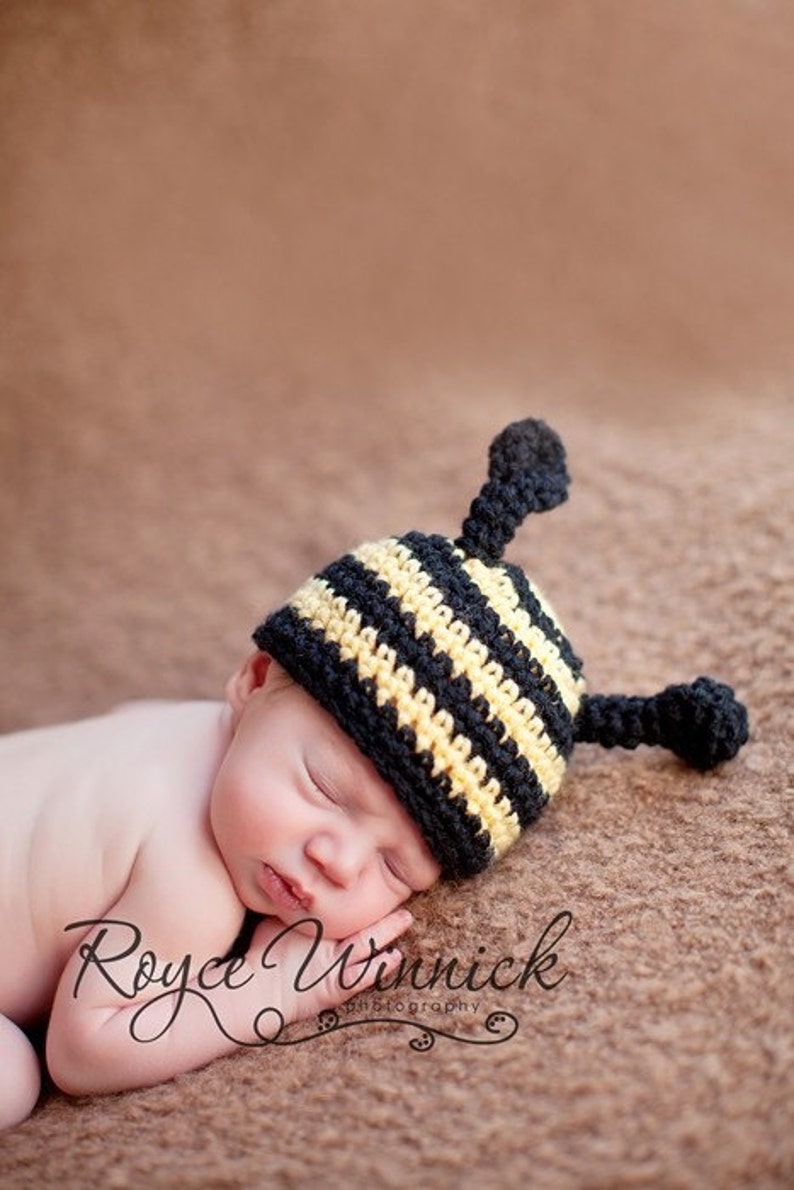 Baby Bee Hat, Black And Yellow Bee Hat, Baby Boy Bee Beanie, Newborn Photography Outfit, Fuzzy Bee Toddler Hat, Spring Photoshoot, Crochet image 1