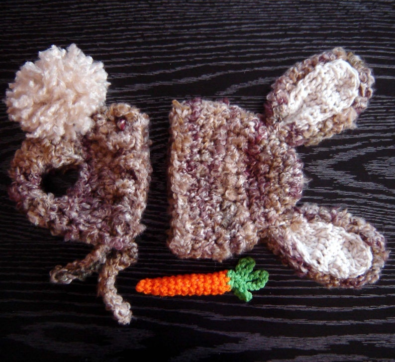 Bunny Baby Costume, Newborn Halloween Photography Props, Farm Animal Beanie, Rabbit Ears Beanie, Year Of The Rabbit 2023, Earflap Bunny Hat image 3