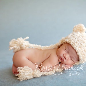 Baby Girl Crochet Hat, Crochet Bear Hat, Photography Prop Hat, Mom Gift Postpartum, Baby Girl Bonnet, Bear Ears Hat, Newborn Fluffy Hat image 1