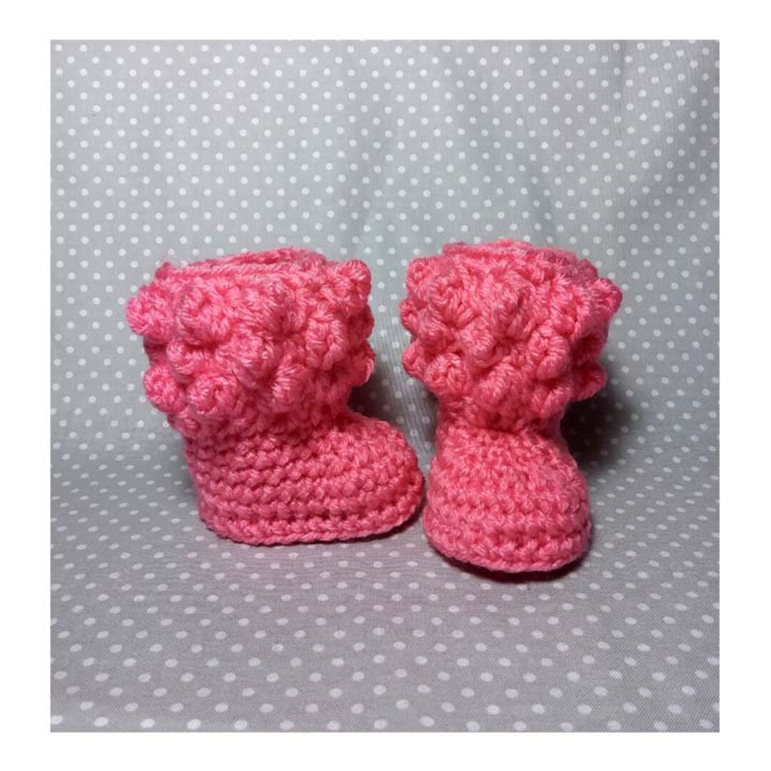 New Baby Winter Socks Shoes In Crochet Character Shoes (0-3 Months) In Pink Colour RTY661 main image 1