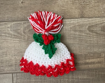 Christmas Mistletoe Hat, Baby Boy Christmas Outfit, Newborn Winter Hat, Christmas Costume Kids, Xmas Photo Prop, Toddler Holiday Beanie