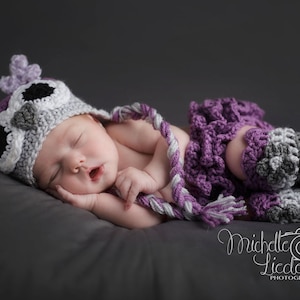 Purple Owl Baby Costume, Owl Baby Outfit, Newborn Owl Hat, Crochet Diaper Cover, Newborn Photography Prop, Woodland Baby Shower Gift, Animal