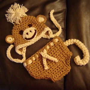 Newborn Baby Monkey Costume, Halloween Photo Props Monkey, Hat And Diaper Cover, Newborn Monkey Outfit, Infant Monkey Hat, Animal Baby Hat