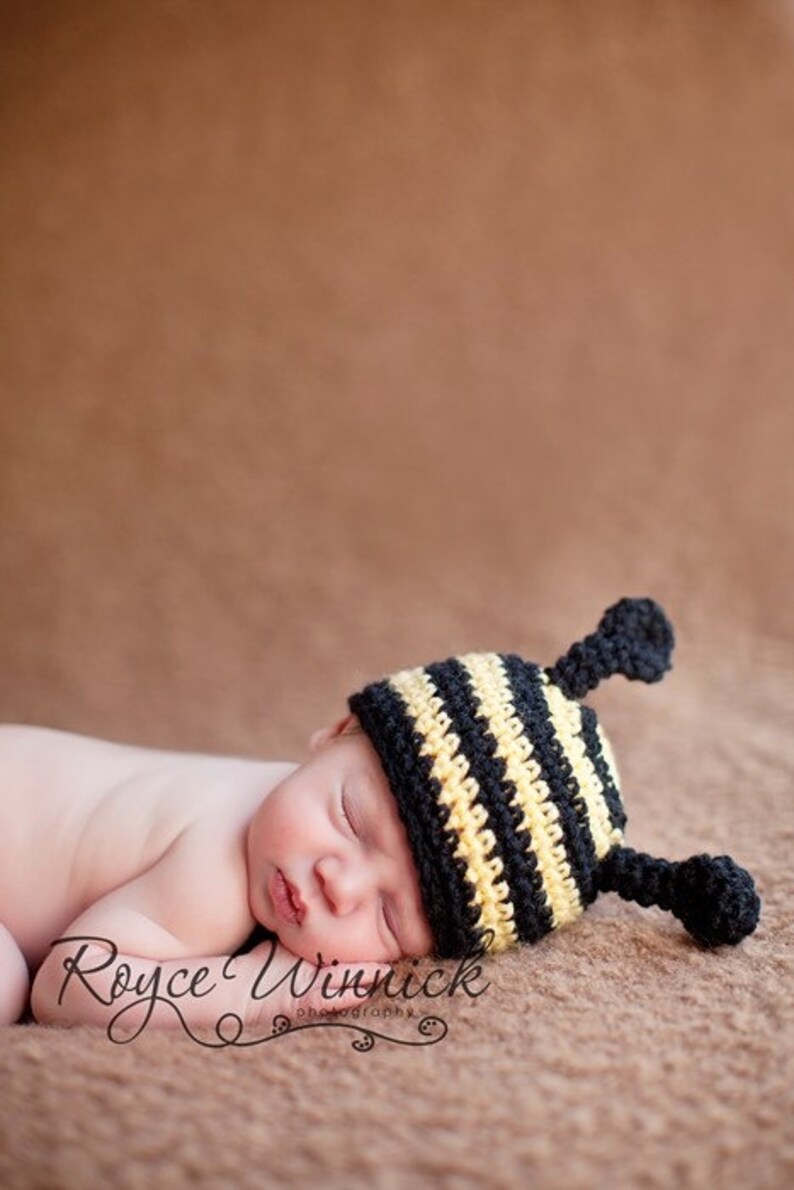 Baby Bee Hat, Black And Yellow Bee Hat, Baby Boy Bee Beanie, Newborn Photography Outfit, Fuzzy Bee Toddler Hat, Spring Photoshoot, Crochet image 3