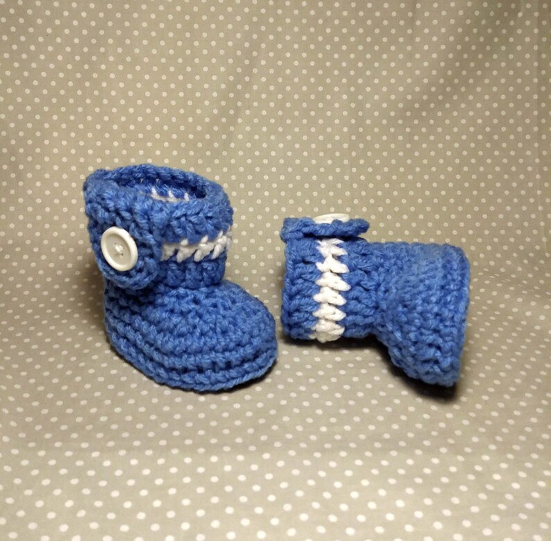 Blue Baby Boy Booties Crochet Baby Slippers Handknitted Baby Etsy