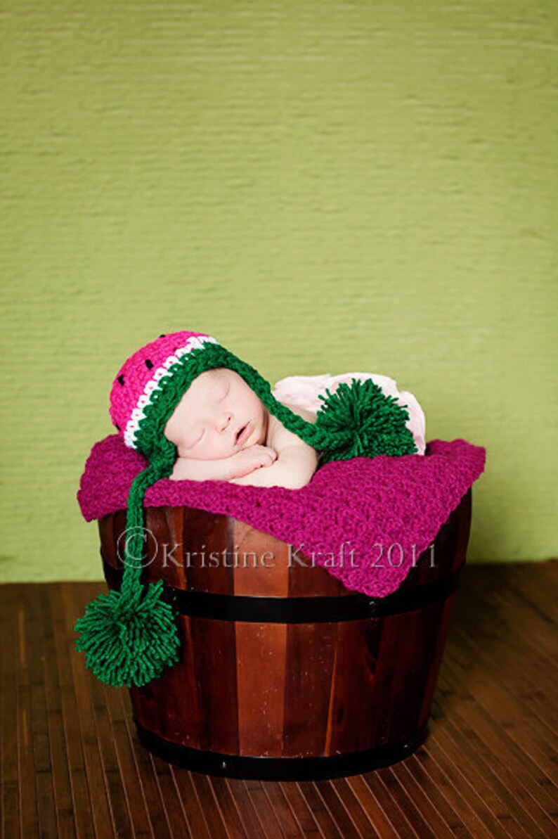 Watermelon Hat For Baby, Summer Newborn Hat, Crochet Bonnet Hat, Baby Photo Outfit, Baby Sun Hat, Watermelon Beanie Hat, Baby Photo Props image 3