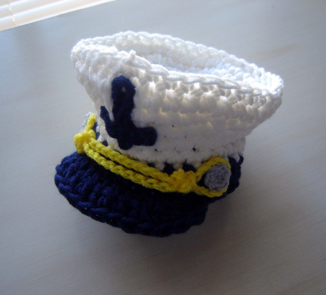 Baby Sea Captain Hat Baby Boy Crochet Hat Newborn Etsy