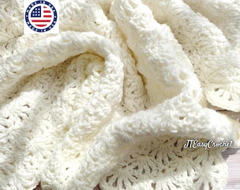 Baby Lace Crochet Blanket, Made to order, Handmade Crochet, Made in USA, Cute Baby Shower Gift, Lap Blanket, Newborn Christening Blanket