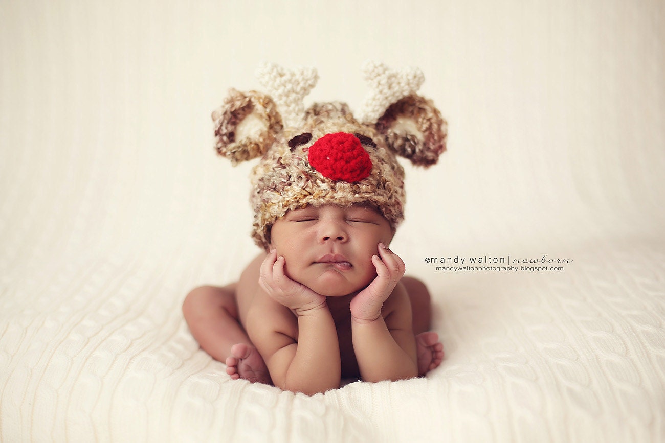 Reindeer Hat Baby Boy or Baby Girl Photography Prop Sizes Etsy