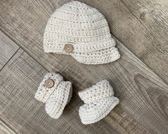 Gorra y botas planas para bebés, Traje de invierno para bebés, accesorio fotográfico para recién nacidos, sombrero de Paperboy, gorra de bebé Gatsby, gorra escamosa para niños pequeños, sombrero de página para niños pequeños