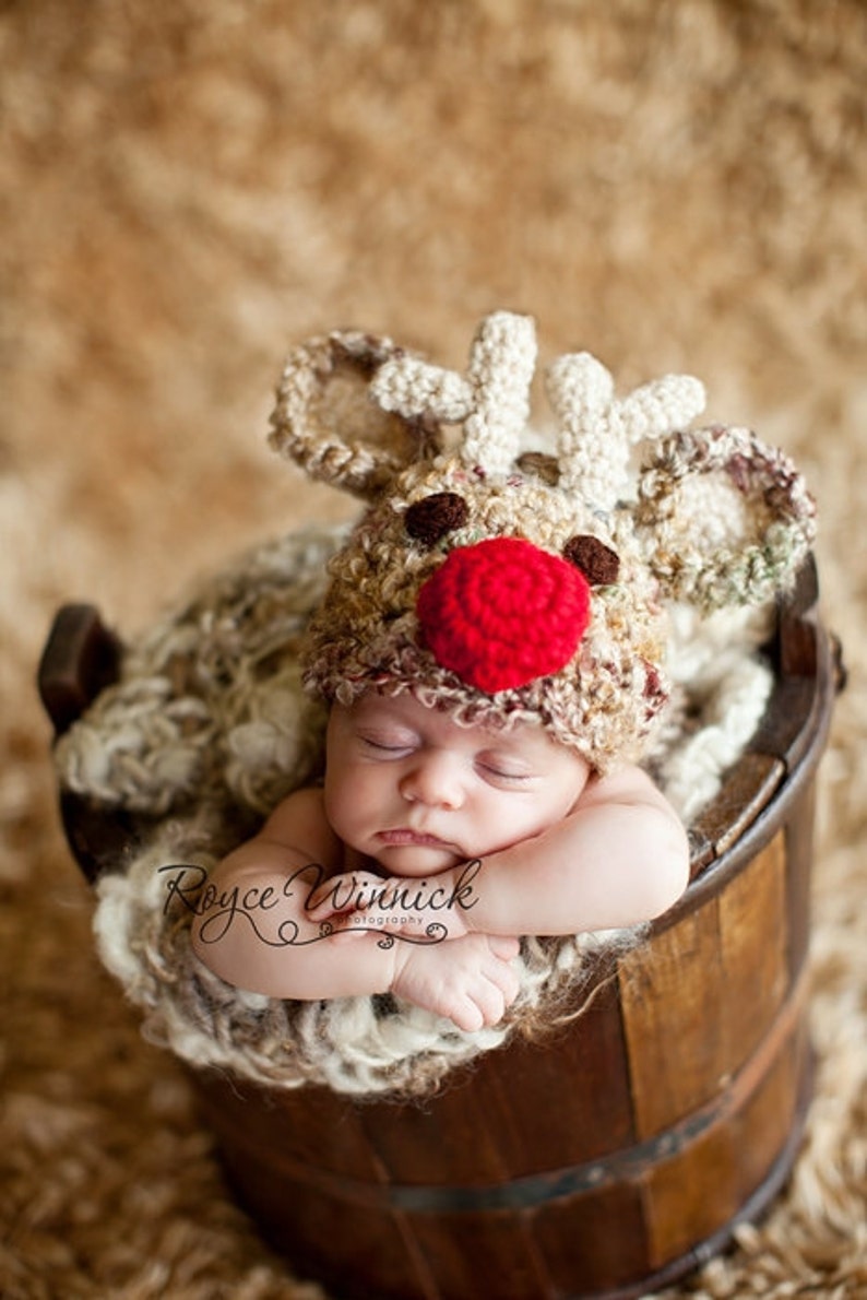 Reindeer Hat Baby Boy or Baby Girl Photography Prop Sizes Etsy