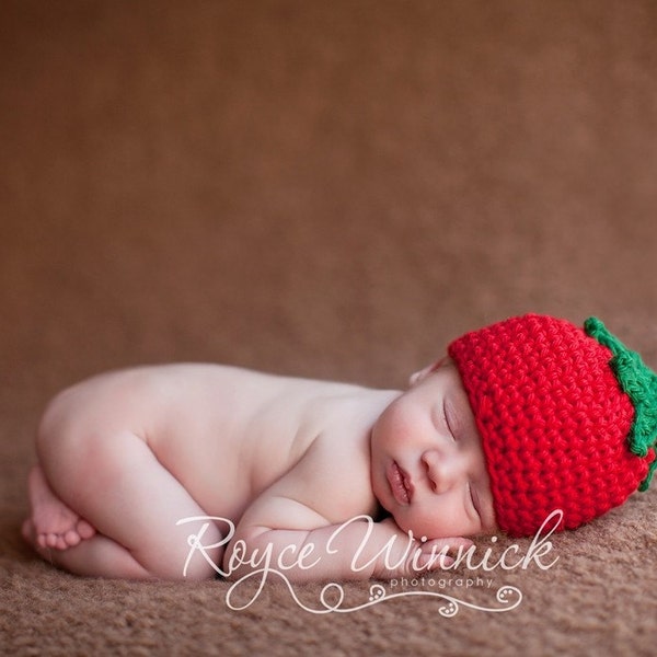 Chapeau de tomate bébé, costume de tomate nouveau-né, accessoires photo pour enfants, bonnet de fruits, chapeau de soleil bébé, bonnet en tricot fruits et légumes, séance photo nouveau-né