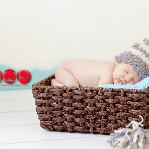 Newborn Elf Hat, Striped Long Tail Hat, Crochet Stocking Hat For Baby, Pixie Hat With Tassel, Valentines Costume, Newborn Photography Outfit image 2