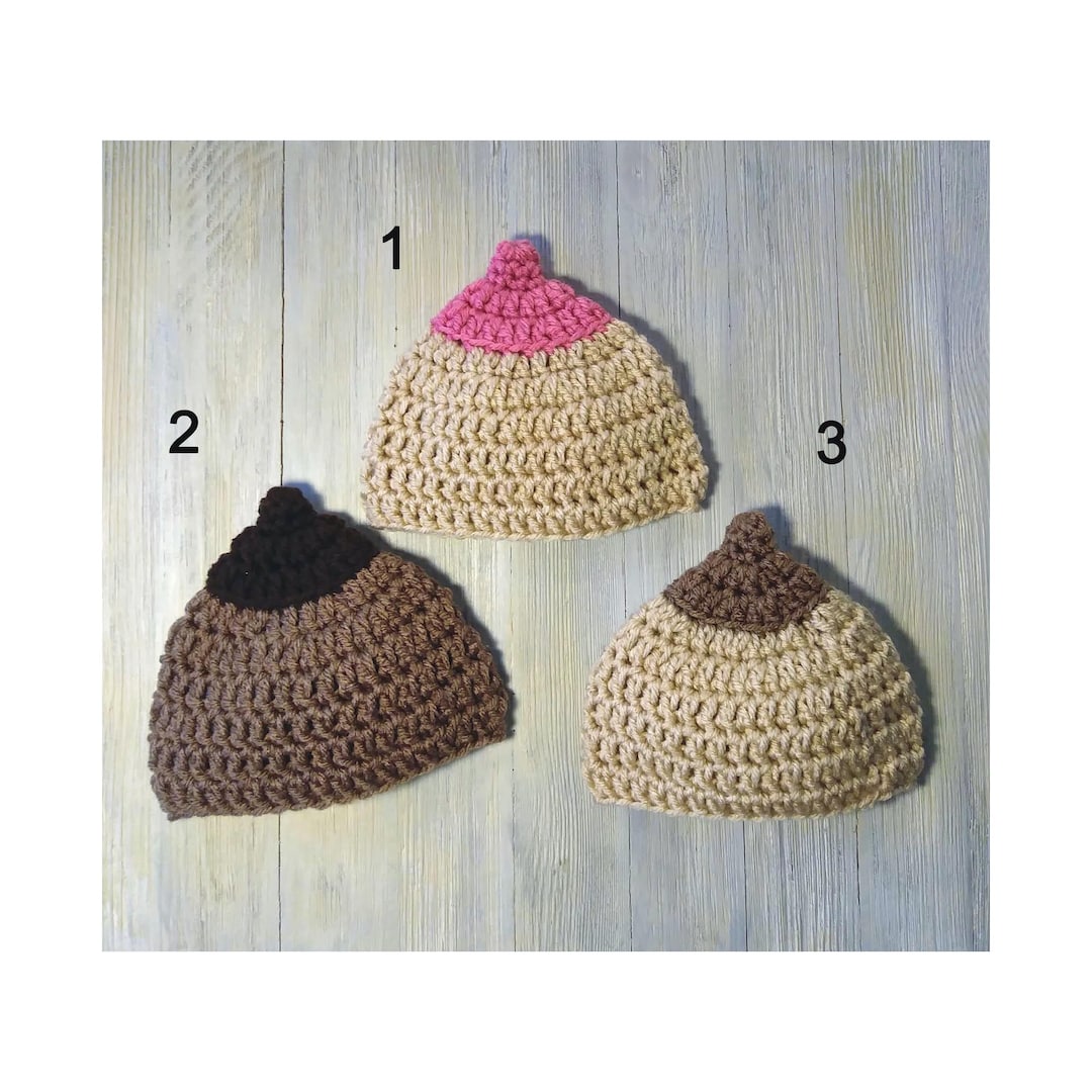 Breastfeeding Hat, Crochet Boob Hat, Nipple Baby Hat, Newborn
