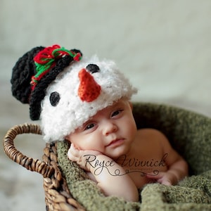 Baby Snowman Cap, Newborn Winter Beanie, Baby Christmas Hat, Snowman Kids Costume, Holiday Infant Hat, Xmas Photo Prop,Winter Toddler Outfit