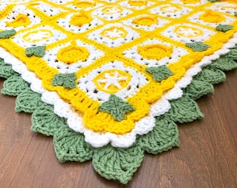 Lemon Crochet Baby Blanket, Citrus Blanket Buddy, Swaddle Blanket, Photo prop, Stroller Blanket, Baby Shower Gift, Cute Receiving Blanket