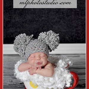 Double Pom Pom Hat, Baby Girl Crochet Hat, Baby Boy Crochet Beanie, Baby Photography Prop, Baby Shower Gift, Newborn Hand Knit Beanie imagen 1