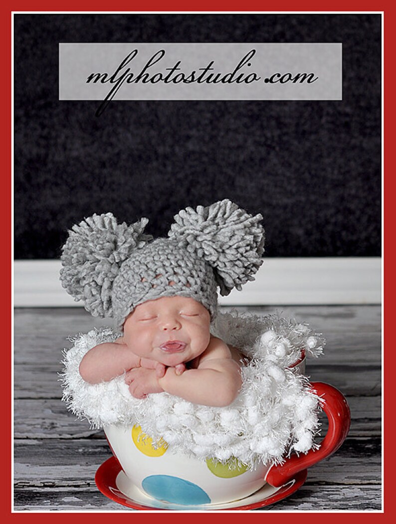 Double Pom Pom Hat, Baby Girl Crochet Hat, Baby Boy Crochet Beanie, Baby Photography Prop, Baby Shower Gift, Newborn Hand Knit Beanie image 1