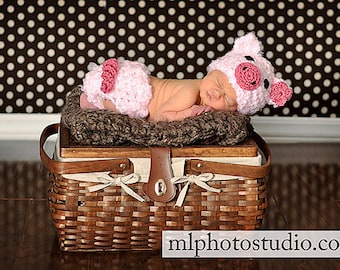 Newborn Photography Outfit, Baby Piglet Halloween Costume, Farm Animal Baby Outfit, Pink Piggy Set, Photo Outfit Baby, Newborn Photo Props