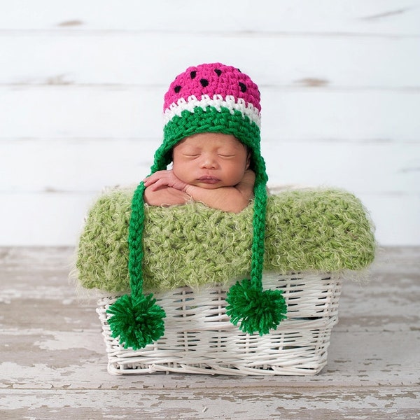 Watermelon Hat For Baby, Summer Newborn Hat, Crochet Bonnet Hat, Baby Photo Outfit, Baby Sun Hat, Watermelon Beanie Hat, Baby Photo Props